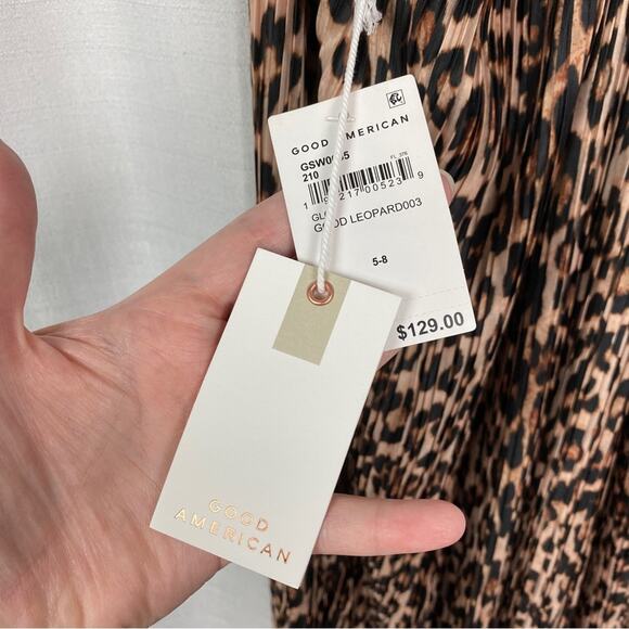 Good American Leopard Print Always Fits Plisse Knotted Romper Sz.5-8(2x-5X) NWT - Picture 10 of 16
